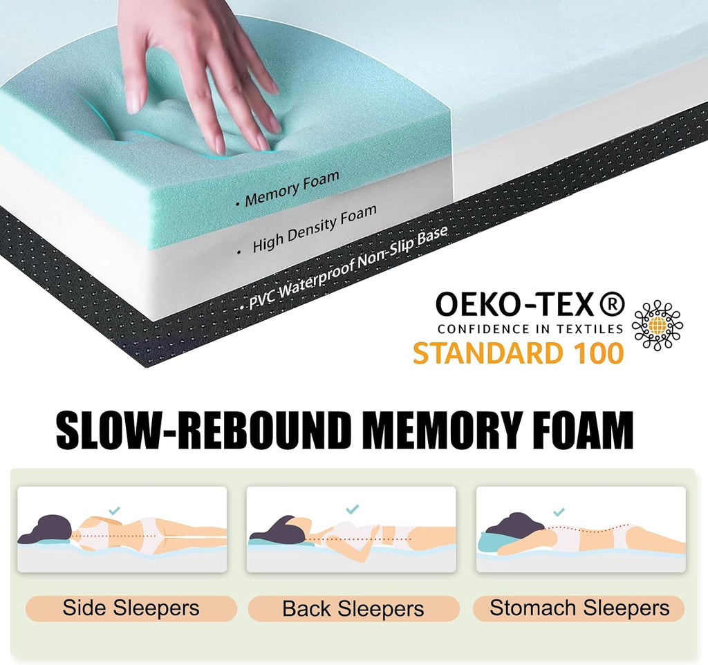 Sleeping Pad for Camping, Portable Roll Up Memory Foam Mattress