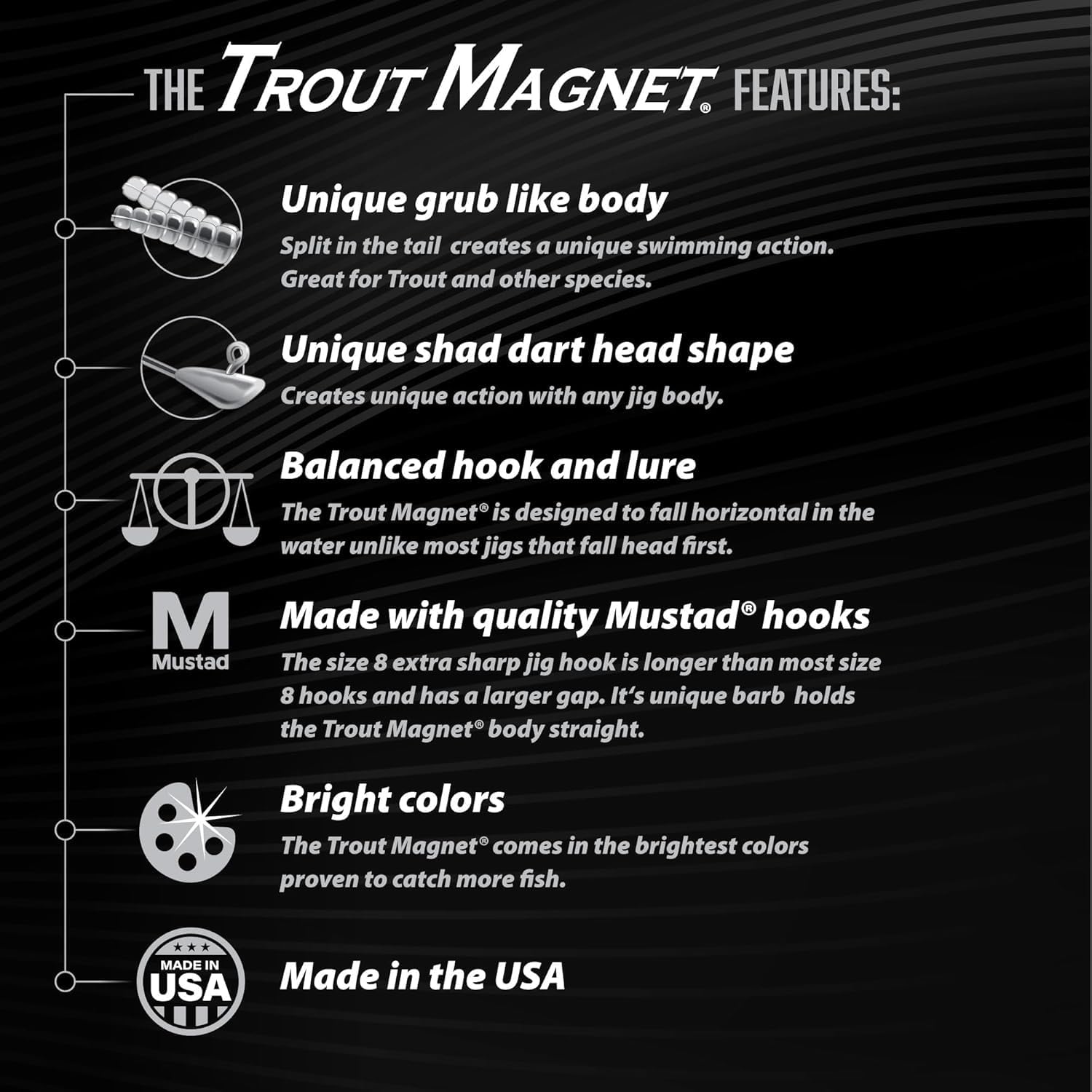 Trout Magnet 82-Piece Neon Fishing Gear Kit, Includes 70 Grub Bodies Trout Bait and 12 Size 8 Hooks