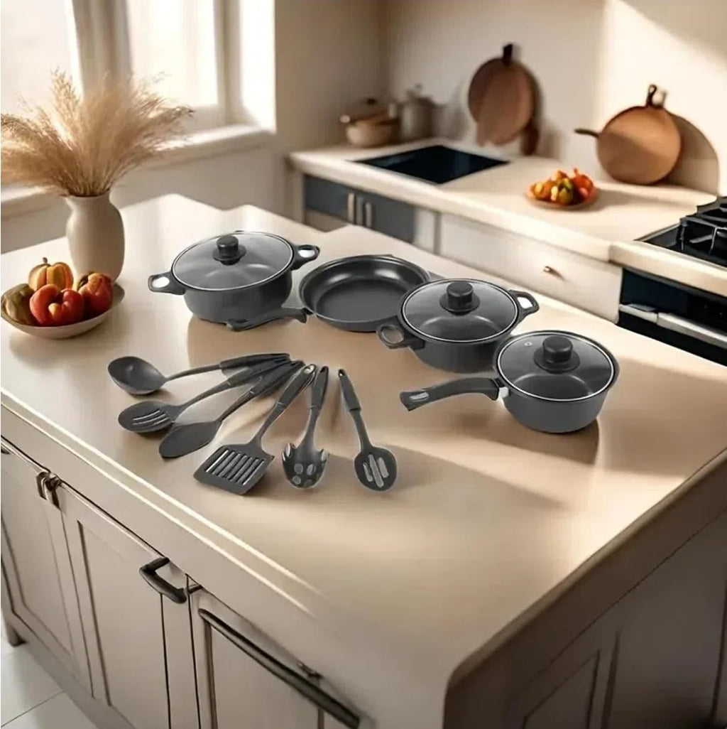 12-Piece Non-Stick Maifan Stone Cookware Sets with Pots, Pans & Lids Set