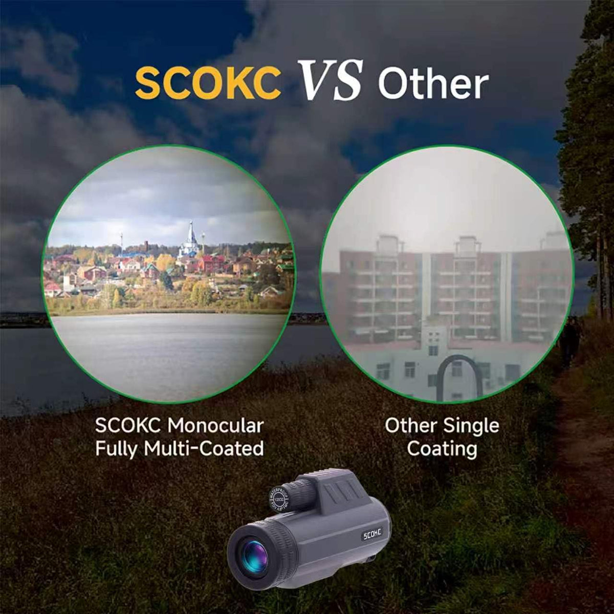 12x32 Monocular Telescope,Compact Waterproof Fogproof for Bird Watching