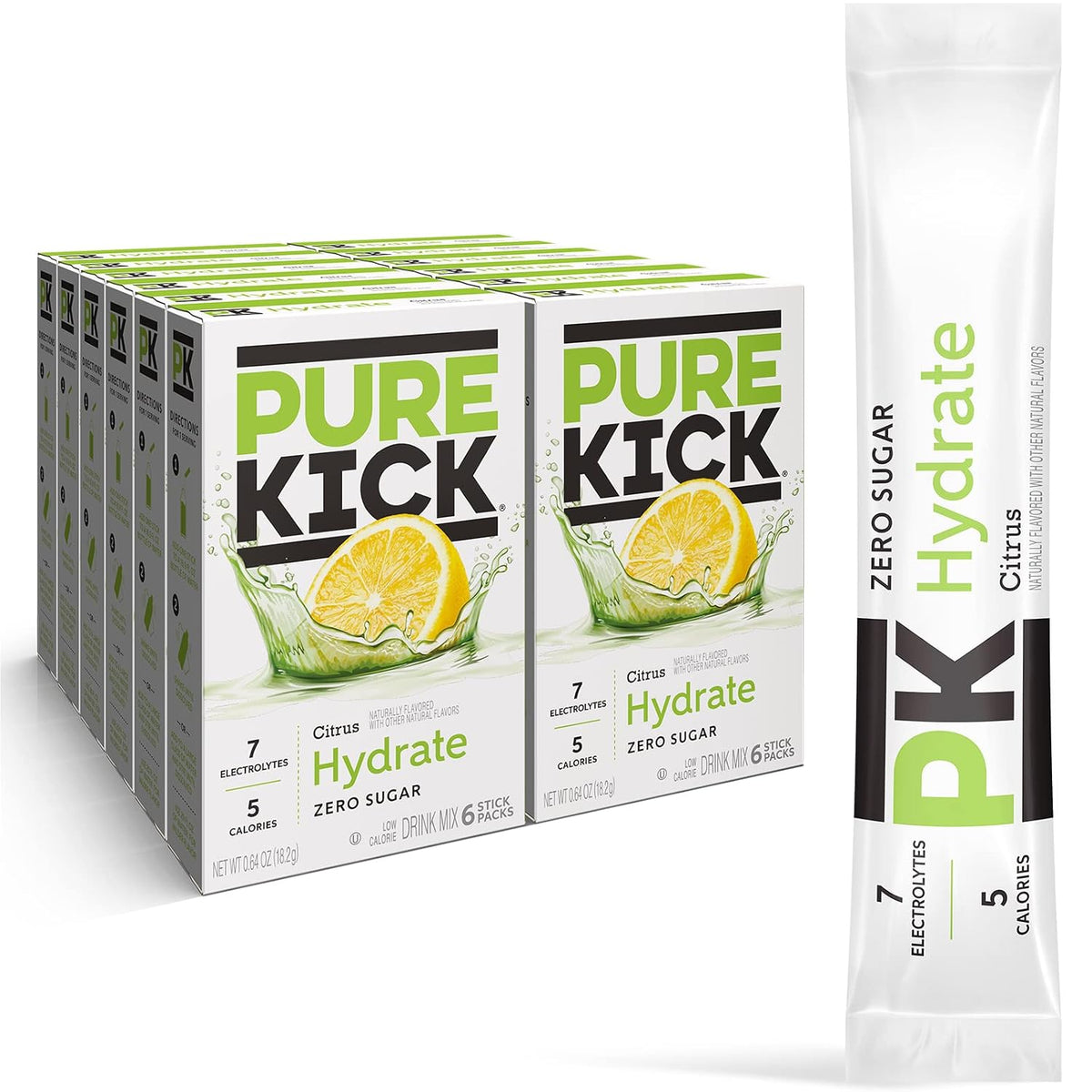Pure Kick Hydration Singles To Go Water Drink Mix, Ice Pop, 72 Packets
