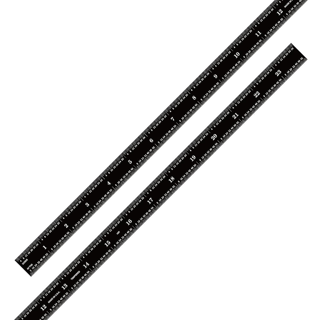 PEC Tools 24" Flexible Metal Ruler, Stainless Steel with Black Chrome Finish, High Contrast,16R Graduation (1/32", 1/64", 1/50", 1/100"), Easy to Read Machinst Rule for Professionals, Made in USA