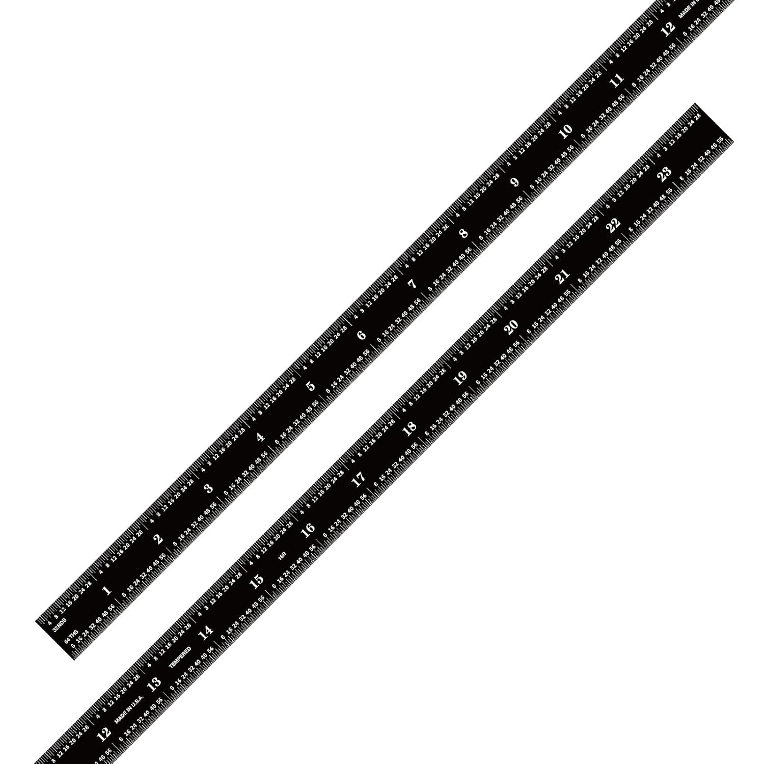 PEC Tools 24" Flexible Metal Ruler, Stainless Steel with Black Chrome Finish, High Contrast,16R Graduation (1/32", 1/64", 1/50", 1/100"), Easy to Read Machinst Rule for Professionals, Made in USA
