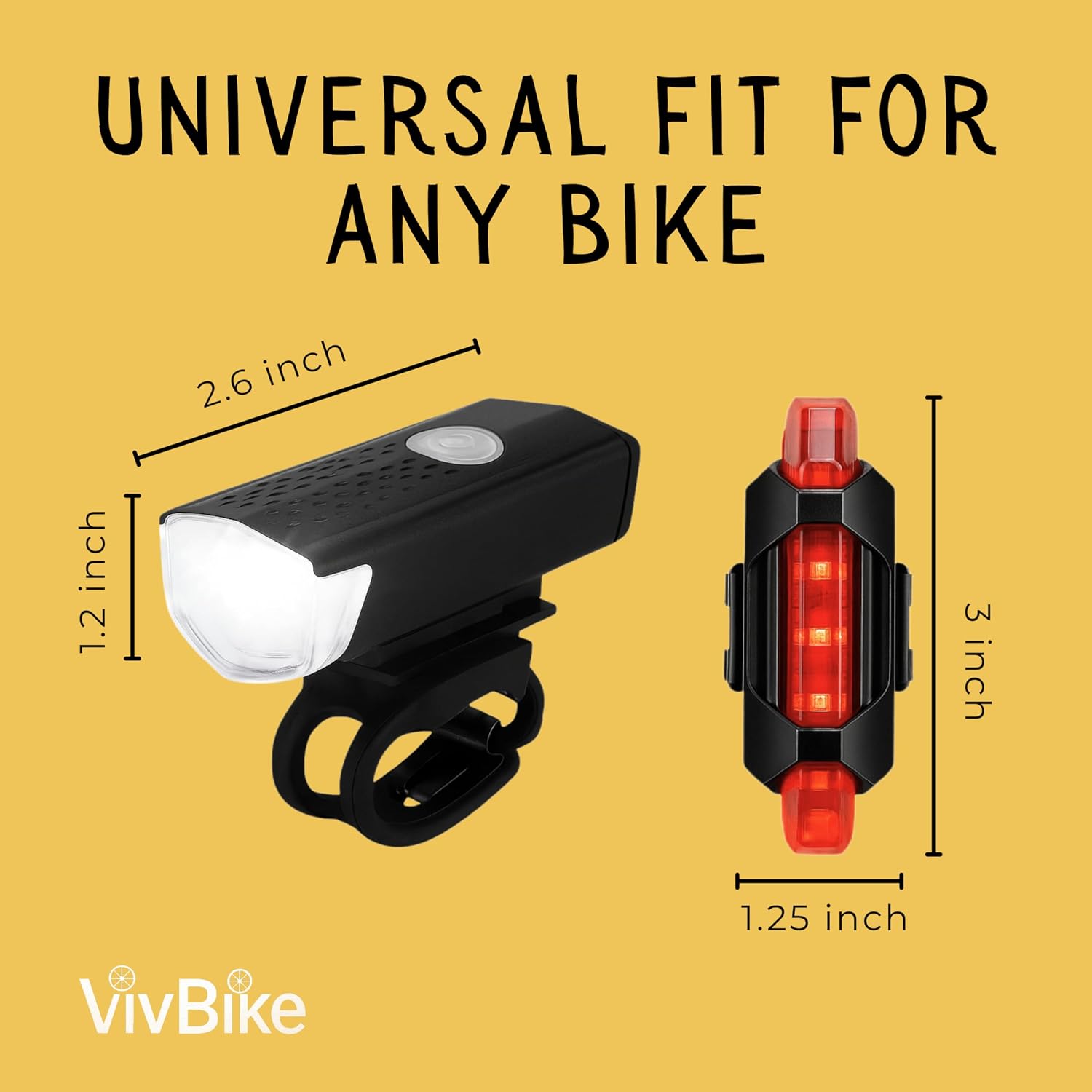 HerTime2 VivBike Rechargeable Bike Light – LED Bicycle Headlight, USB-C Charging, Waterproof, Multiple Lighting Modes