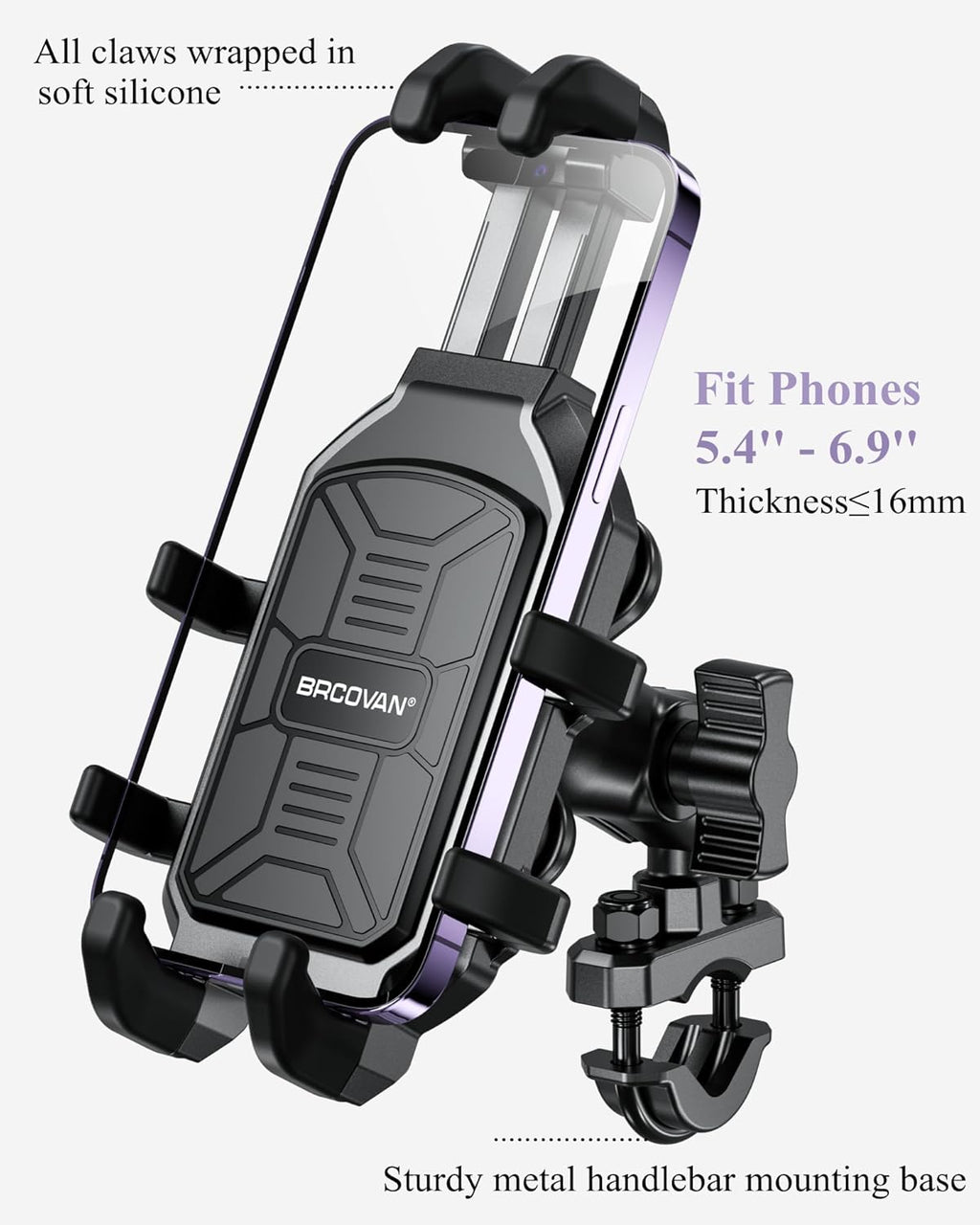BRCOVAN Motorcycle Phone Mount Holder with Vibration Dampener