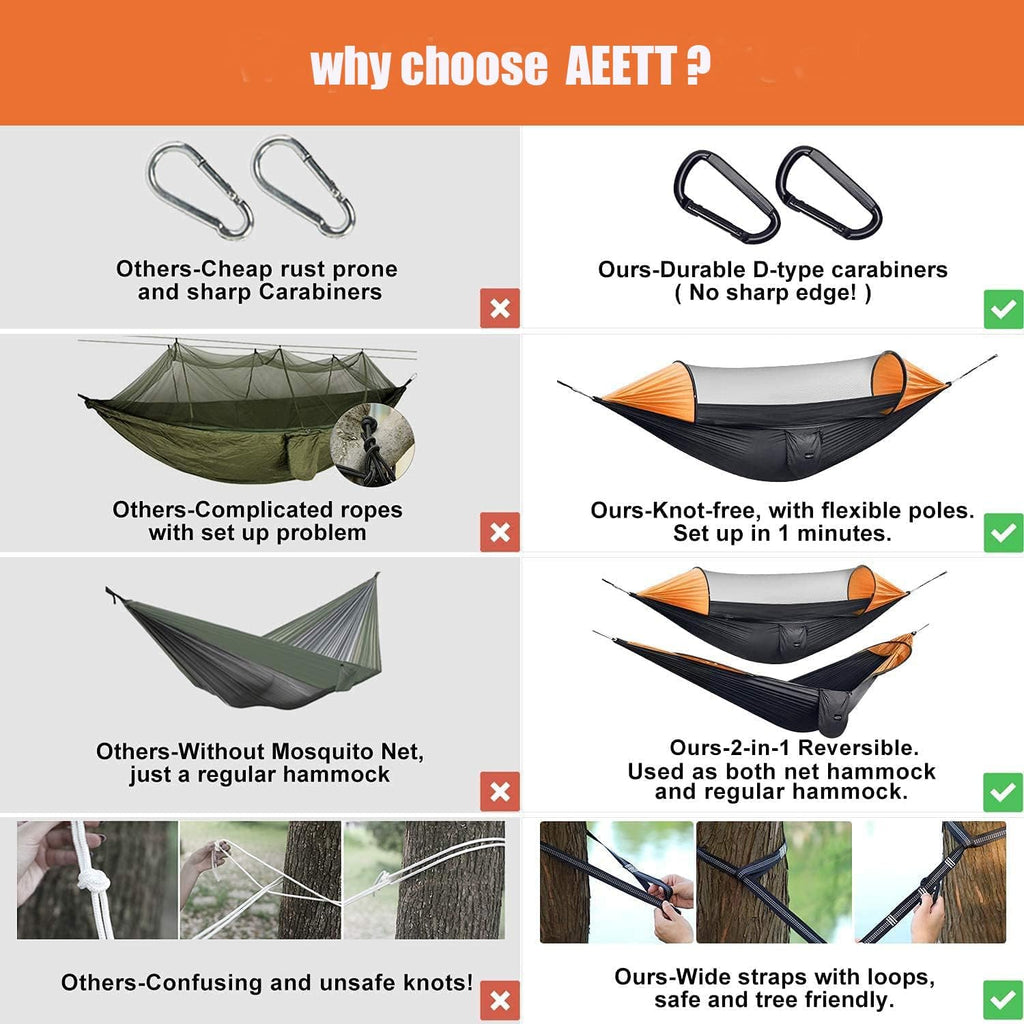 Camping Hammock with Mosquito Net - Portable Travel Hammock Bug Net - Camping Equipment - Hammock Tent for Outdoor Hiking Campin Backpacking Travel