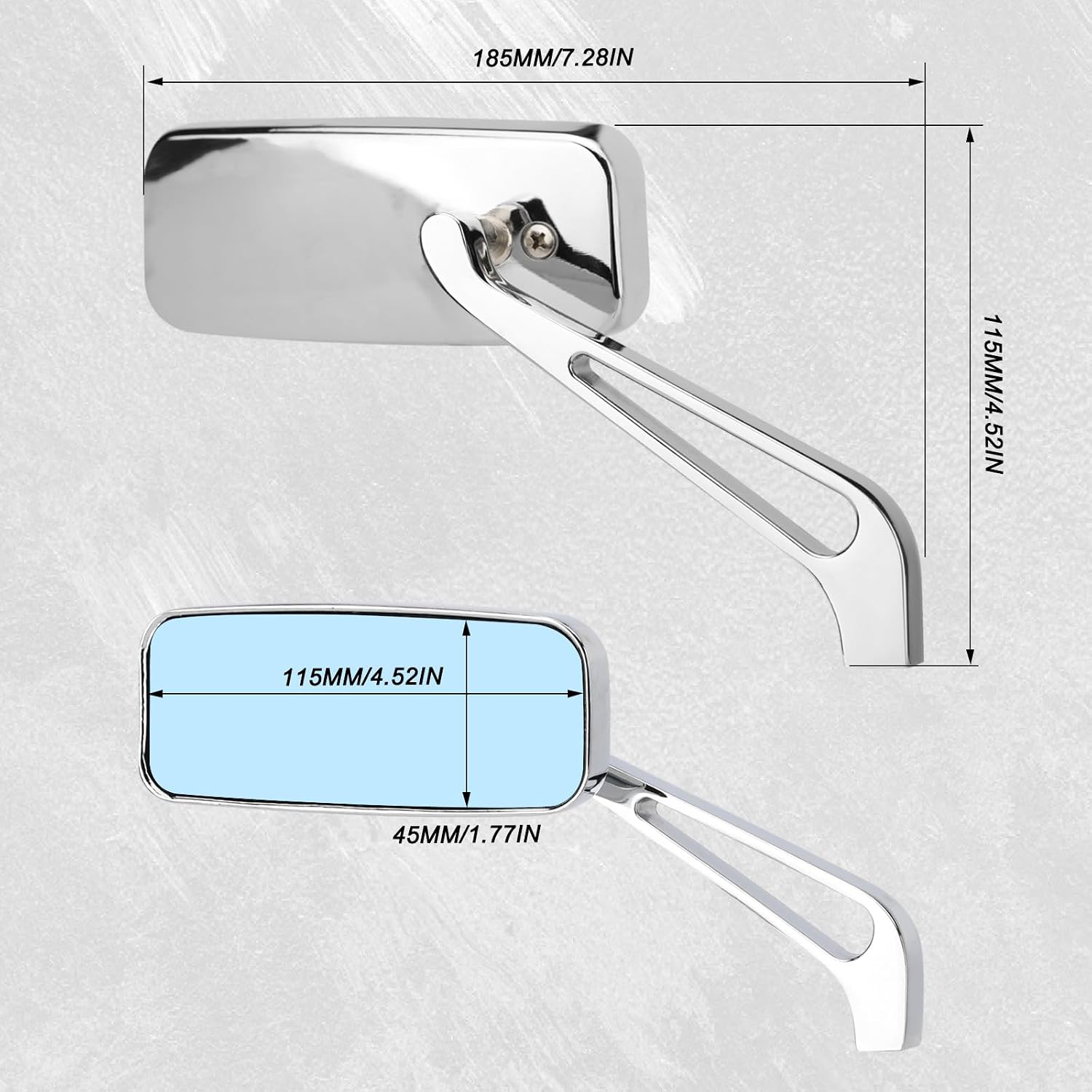 Motorcycle Rectangle Rearview Mirrors 8mm 10mm for Harley Touring