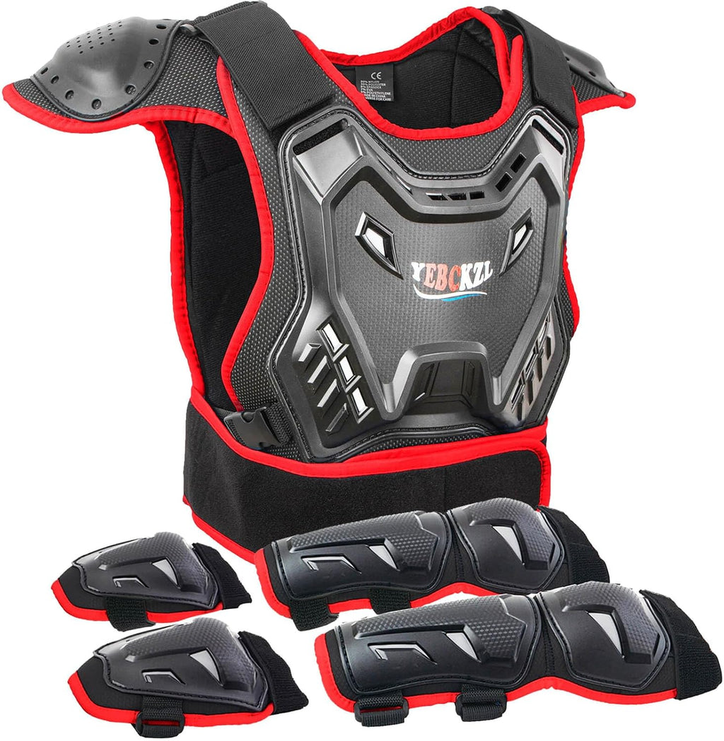 Motorcycle Armor Protective Vest Suit for Child Teen，Kids Dirt Bike Gear Riding Protection with Arm Knee Pads Sets for MTB ATV Off-Road Riding