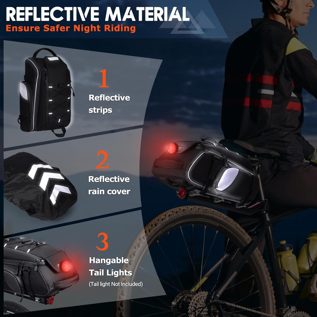 RAINSMORE Bike Bag for Bicycle Rear Rack 15L Waterproof Ebike Trunk Bag