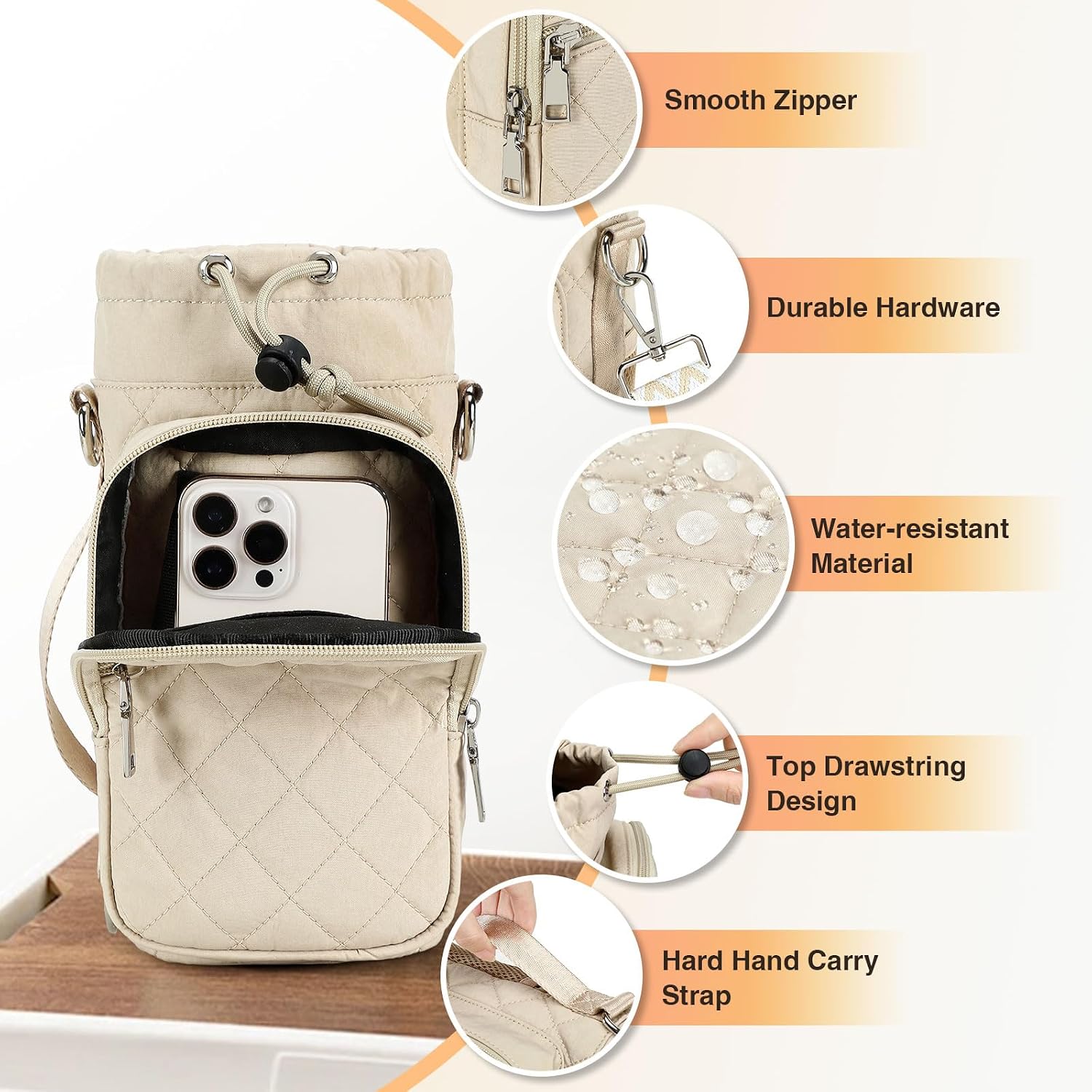 AGLOD Water Bottle Carrier Bag with Strap, Water Bottle Holder Crossbody Bags for Women Men for Walking, Hiking,Cycling