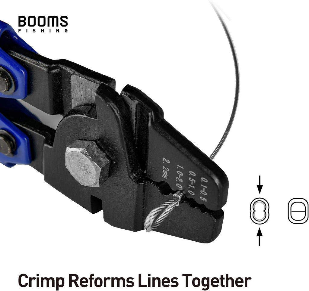 Booms Fishing CP1 Fishing Crimping Pliers, High Carbon Steel Fishing Plier Wire Rope Leader Crimping Tool, 10 inch Crimpers Swager with Ergonomic Handle