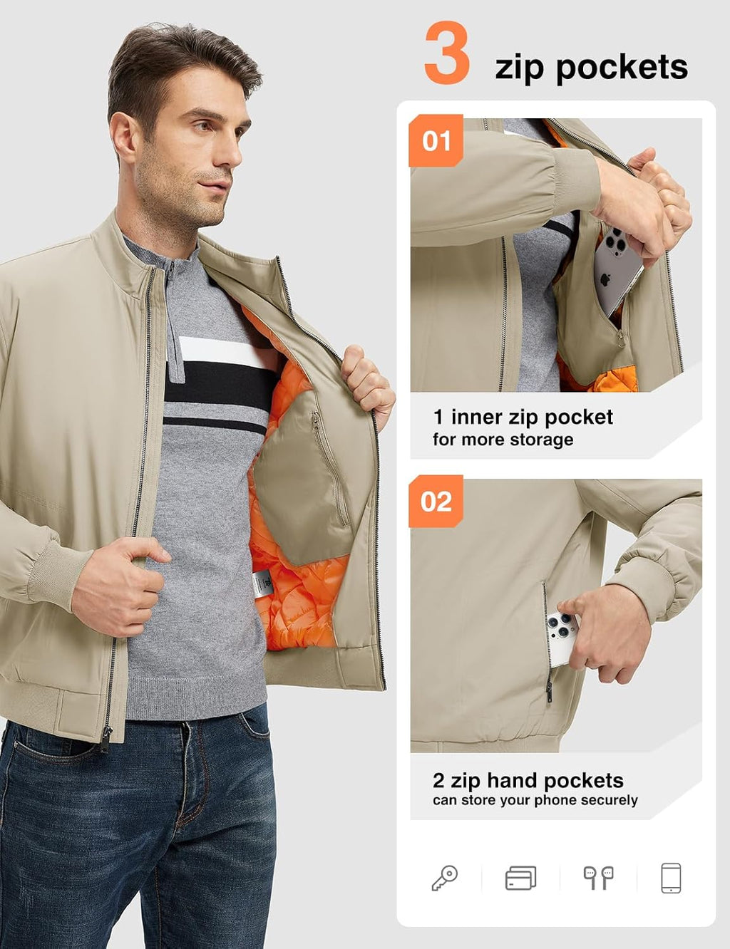 TBMPOY Men's Winter Jackets Bomber Padded Casual Windbreaker Warm Fall Coat