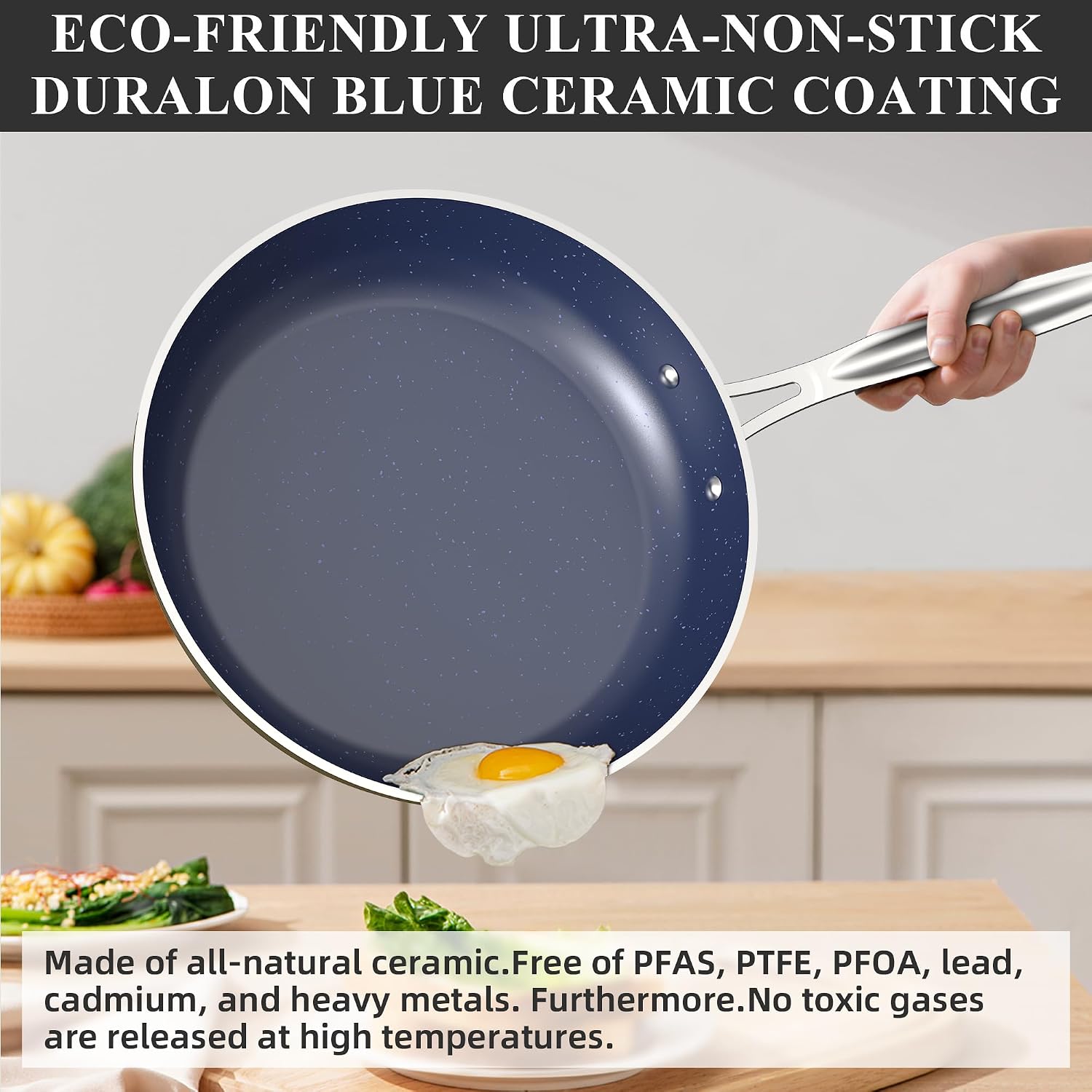 Nuwave Healthy Duralon Blue Ceramic Nonstick Cookware Set, PFAS Free