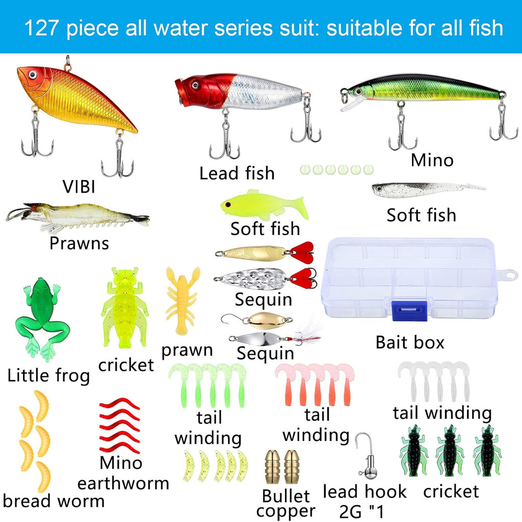 Sosation 134 Pcs Fishing Tool Beginner Starter Kit