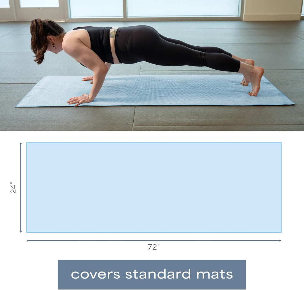S&T INC. Aura Microfiber Yoga Mat Towel with Grip, 2 Pack, 24" x 72", Blue