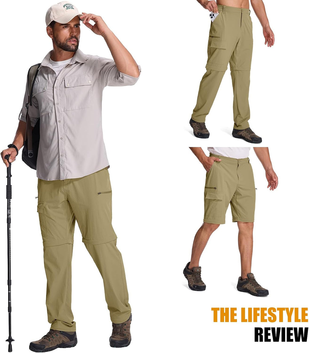 Mens Hiking Pants Cargo Safari Pants for Men Zip Off Outdoor Convertible