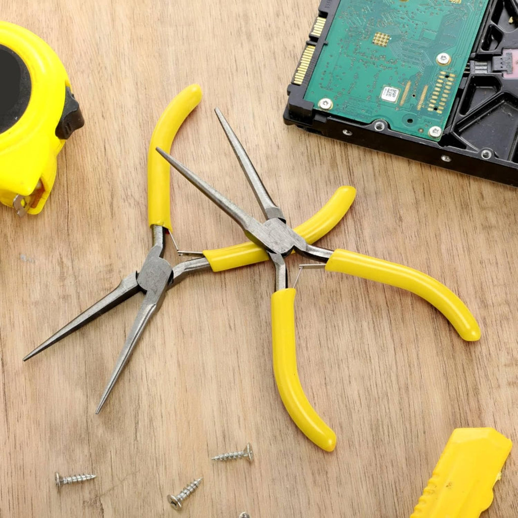 10 Pcs Mini Needle Nose Plier Bulk Jewelry 6 '', Yellow