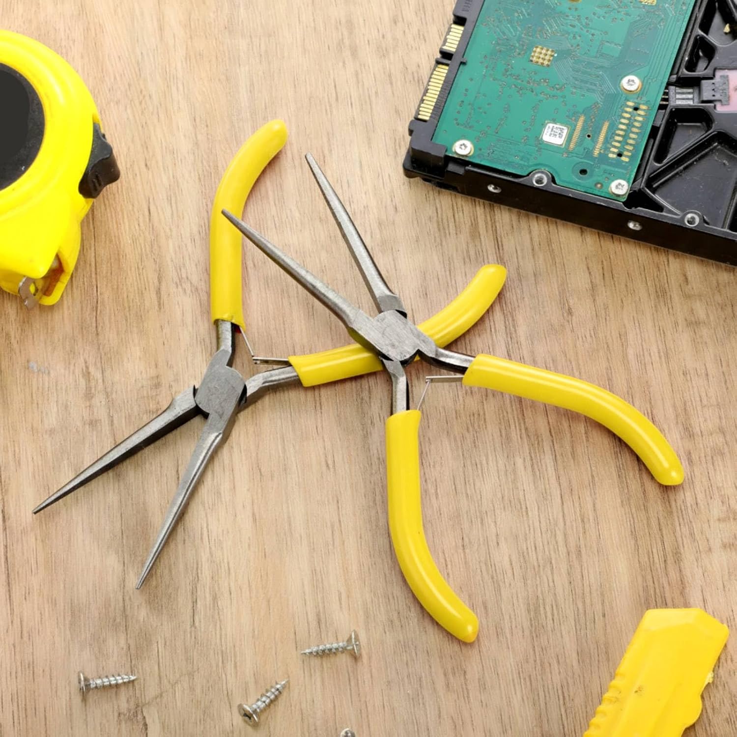10 Pcs Mini Needle Nose Plier Bulk Jewelry 6 '', Yellow