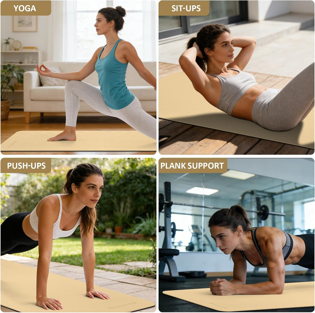 Gruper Yoga Mat Non Slip, Anti-Tear Workout Mat with Carrying Strap and Bag