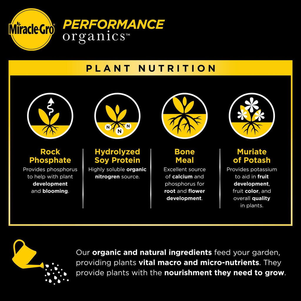 Miracle-Gro Performance Organics All Purpose Plant Nutrition, 1 lb. - All Natural Plant Food for Vegetables, Flowers and Herbs - Apply Every 7 Days for Best Results - Feeds up to 200 sq. ft.
