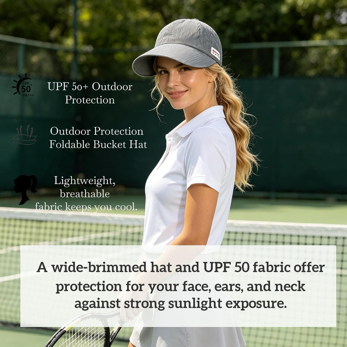Womens Sun Hat with Ponytail Hole Outdoor UV-Protection-Foldable Beach Caps,Lightweight,Summer Wide Brim Bucket Hat