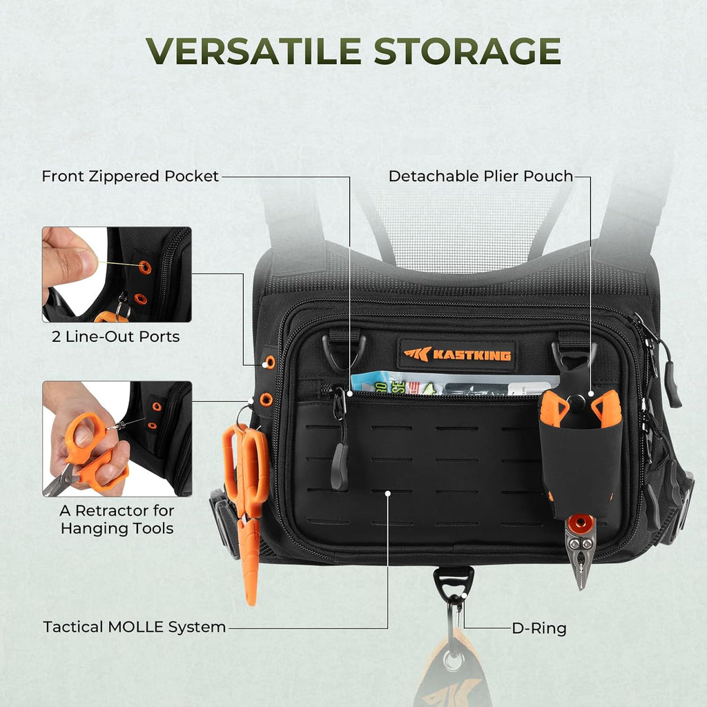 KastKing BaitBoss Water-Resistant Fishing Chest Pack; Fishing Bag for Men