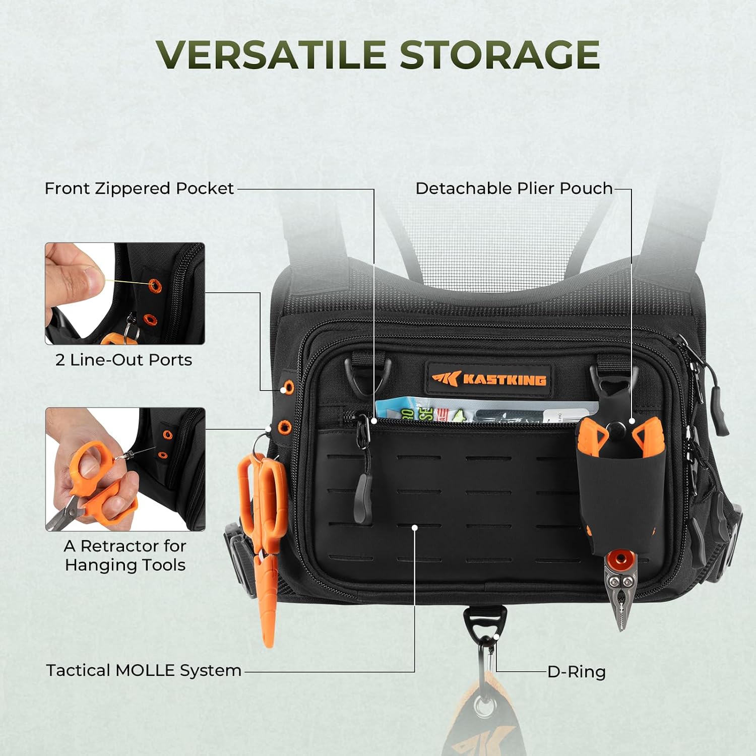 KastKing BaitBoss Water-Resistant Fishing Chest Pack; Fishing Bag for Men
