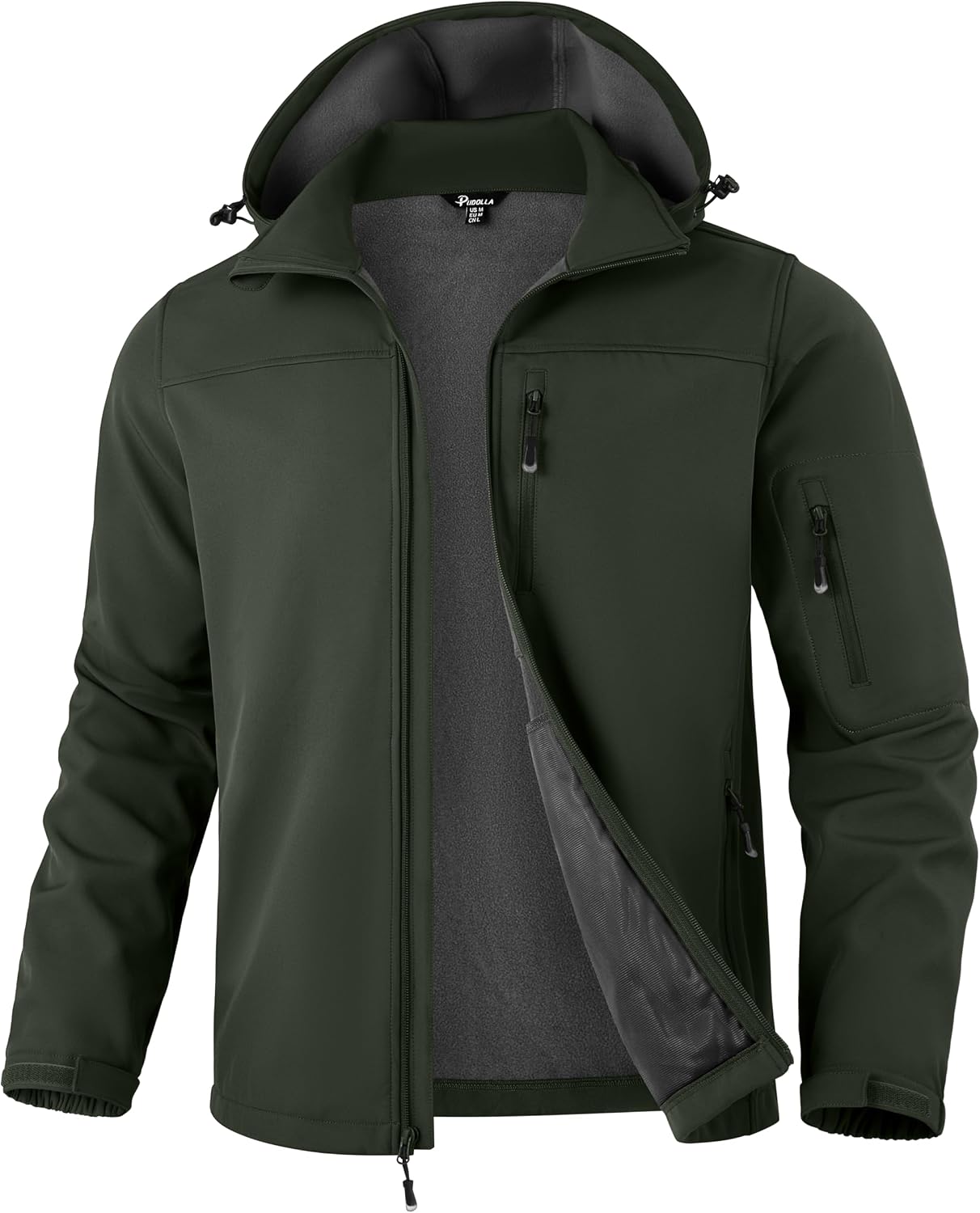 Pudolla Men's Softshell Jacket Hooded Fleece Lined Coats for Outdoor Work