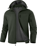 Pudolla Men's Softshell Jacket Hooded Fleece Lined Coats for Outdoor Work
