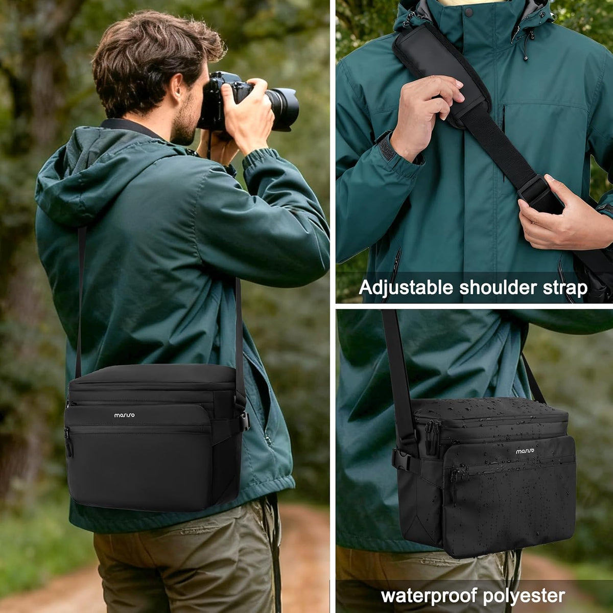 MOSISO Camera Bag Camera Case Photography Shoulder Messenger Bag, Black