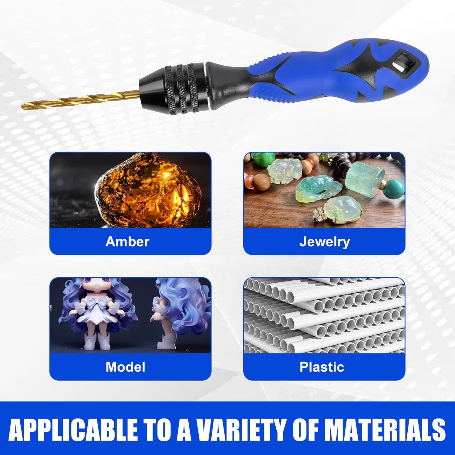 Hand Vise Hand Drill Manual Adjustable Pin Vise 0.8~6.5mm with 13 Pcs Drill Bits HSS Twist Drill Bits Set(0.8mm-6.5mm) for Wood, Jewelry, Plastic, Beads Etc