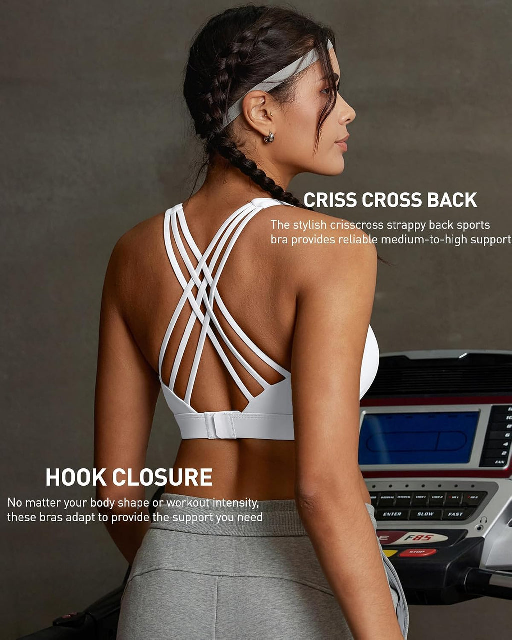 RUNNING GIRL Sports Bras for Women,Crisscross Back High Impact Sports Bra with Hook Closure Workout Supportive Bra