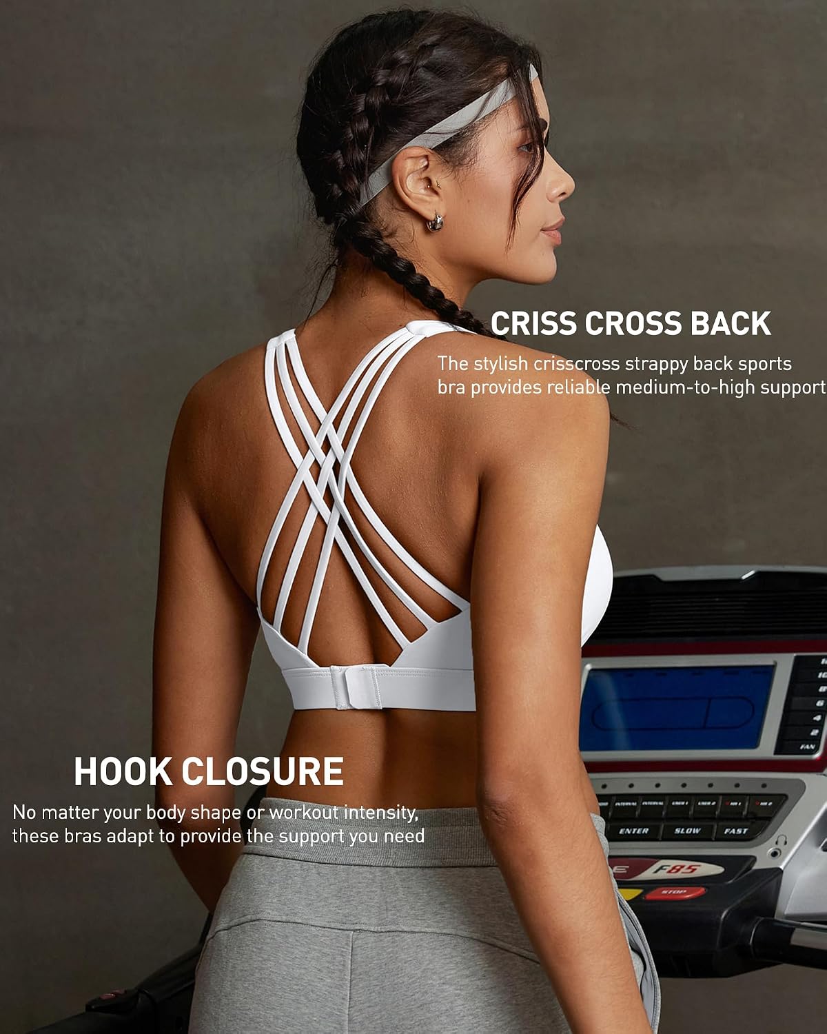 RUNNING GIRL Sports Bras for Women,Crisscross Back High Impact Sports Bra with Hook Closure Workout Supportive Bra