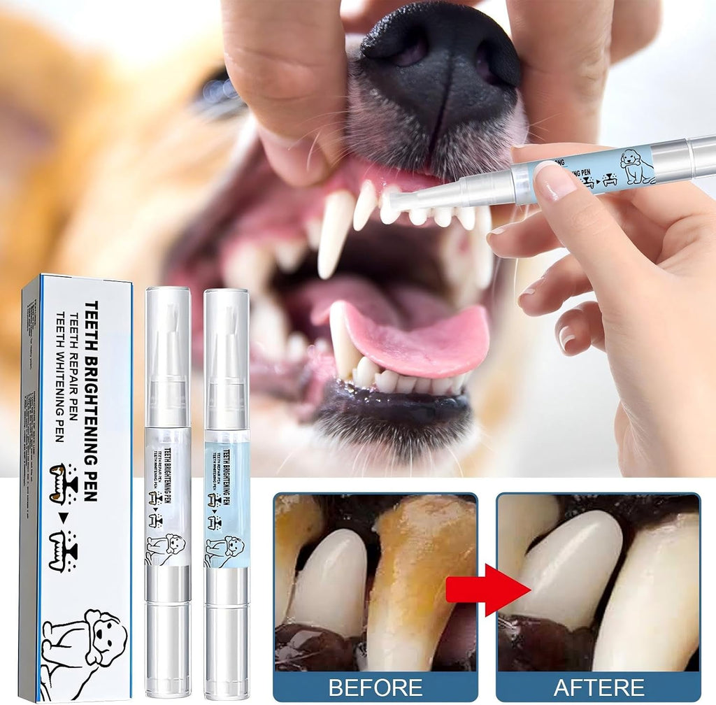 JoanofArc Pet Teeth Whitening Pen, Pet Toothbrush Pen, Pet Teeth Cleaning Pen, Used for Pet Dental Care, Strengthening Teeth, Freshening Breath, Cleaning Teeth, Dog and Cat Tartar Cleaning, Two Packs