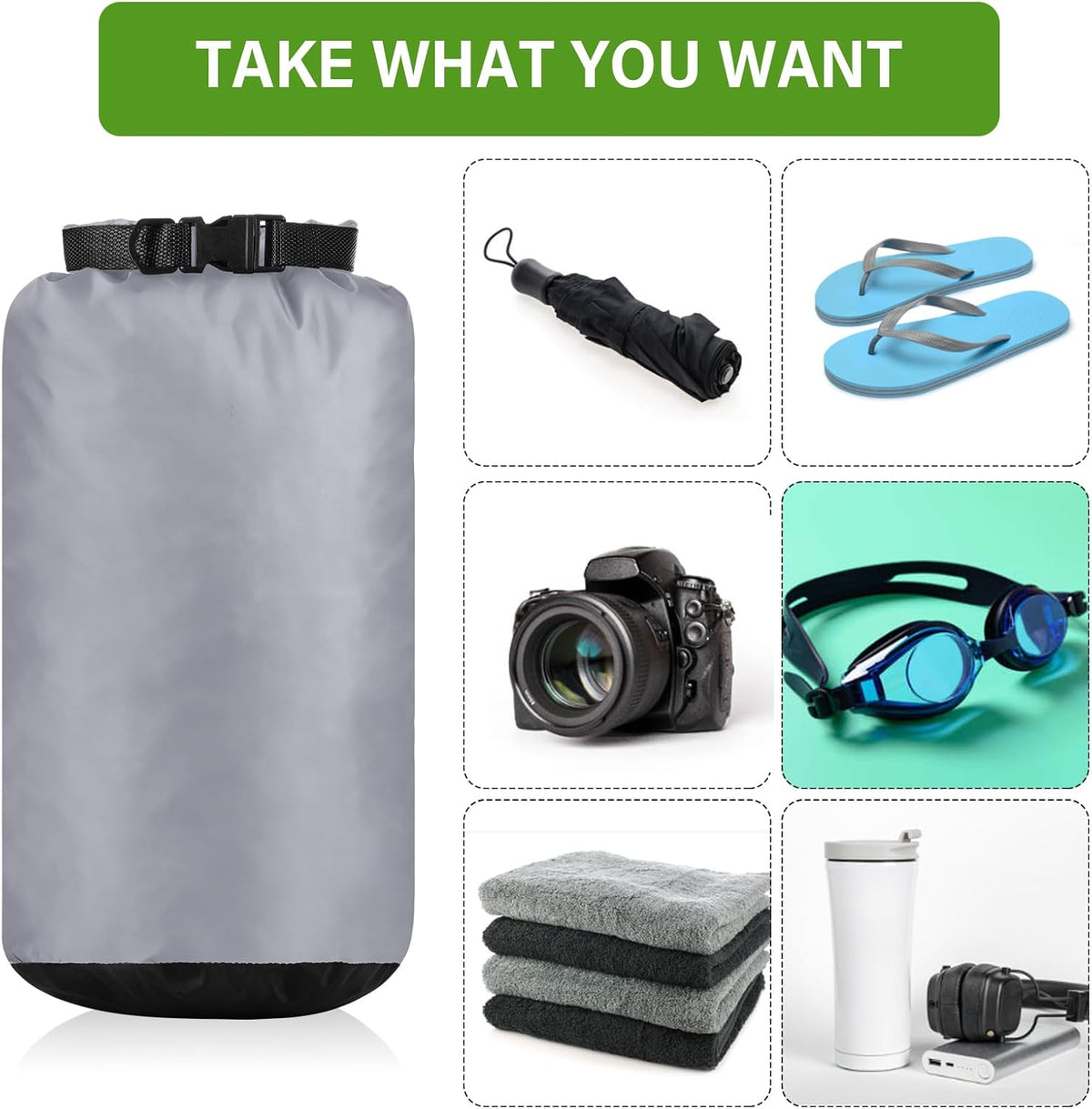 6 Pcs Waterproof Dry Bag Set for Kayaking & Camping(Dark)