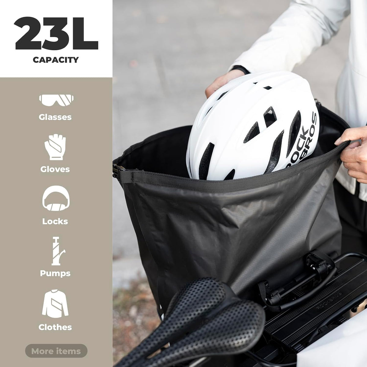ROCKBROS Bike Panniers Waterproof 23L Adjustable Quick Release Buckles