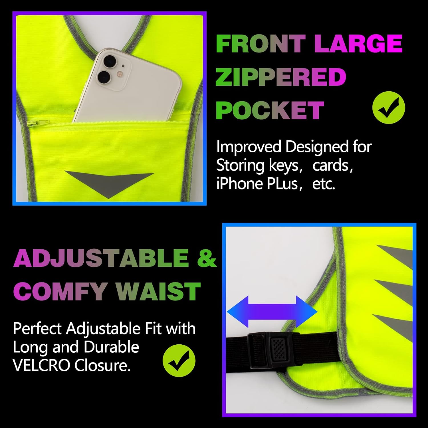 GoxRunx Reflective Running Vest Gear with Reflective Bands for Women Men Safety Reflective Vest for Walking Running Cycling at Night