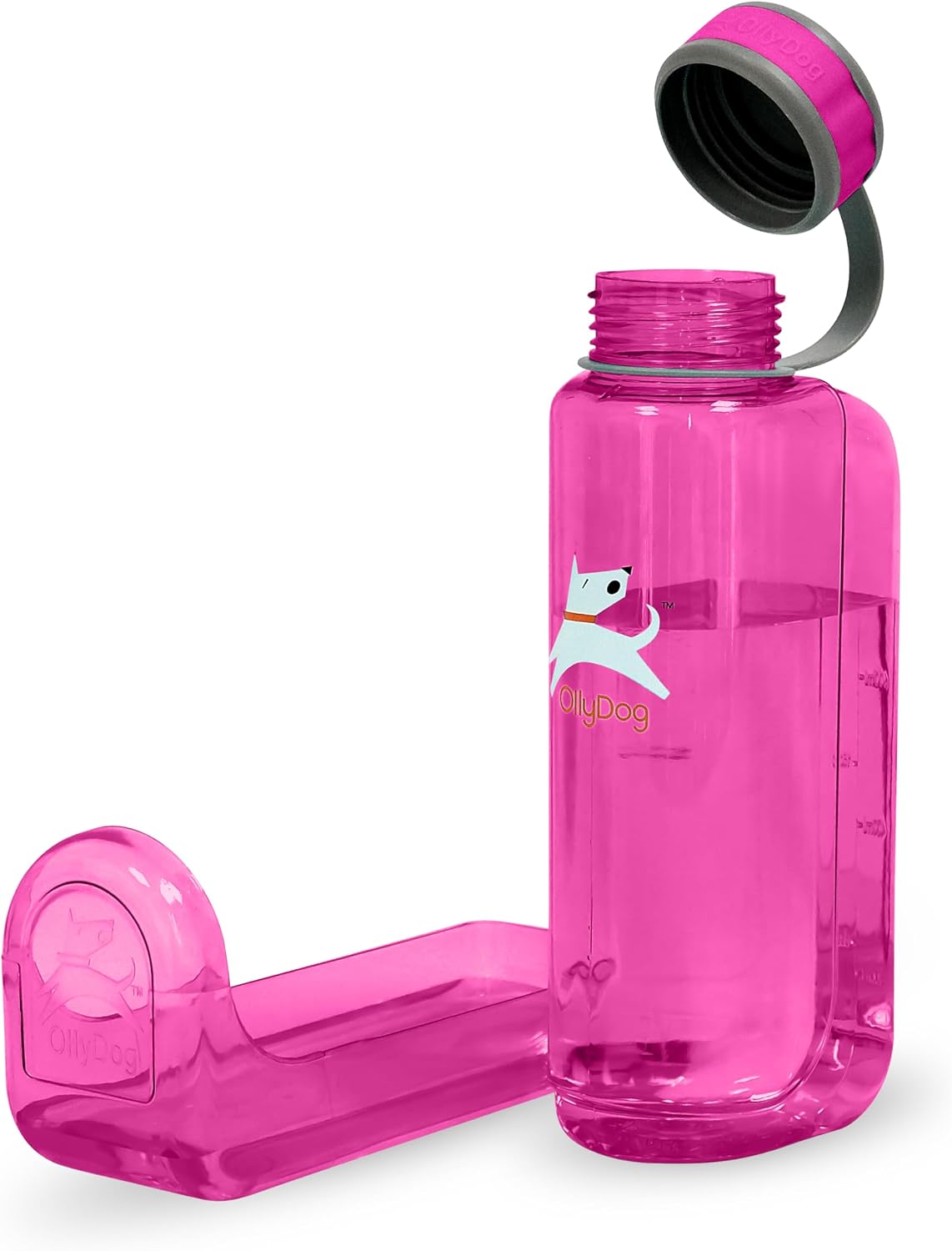 OllyDog OllyBottle Tritan Water Bottle with Detachable Dog Bowl | BPA Free Leakproof | 20oz | Share Water with Your Dog | Hiking Travel Camping (600ML, Aqua Blue)