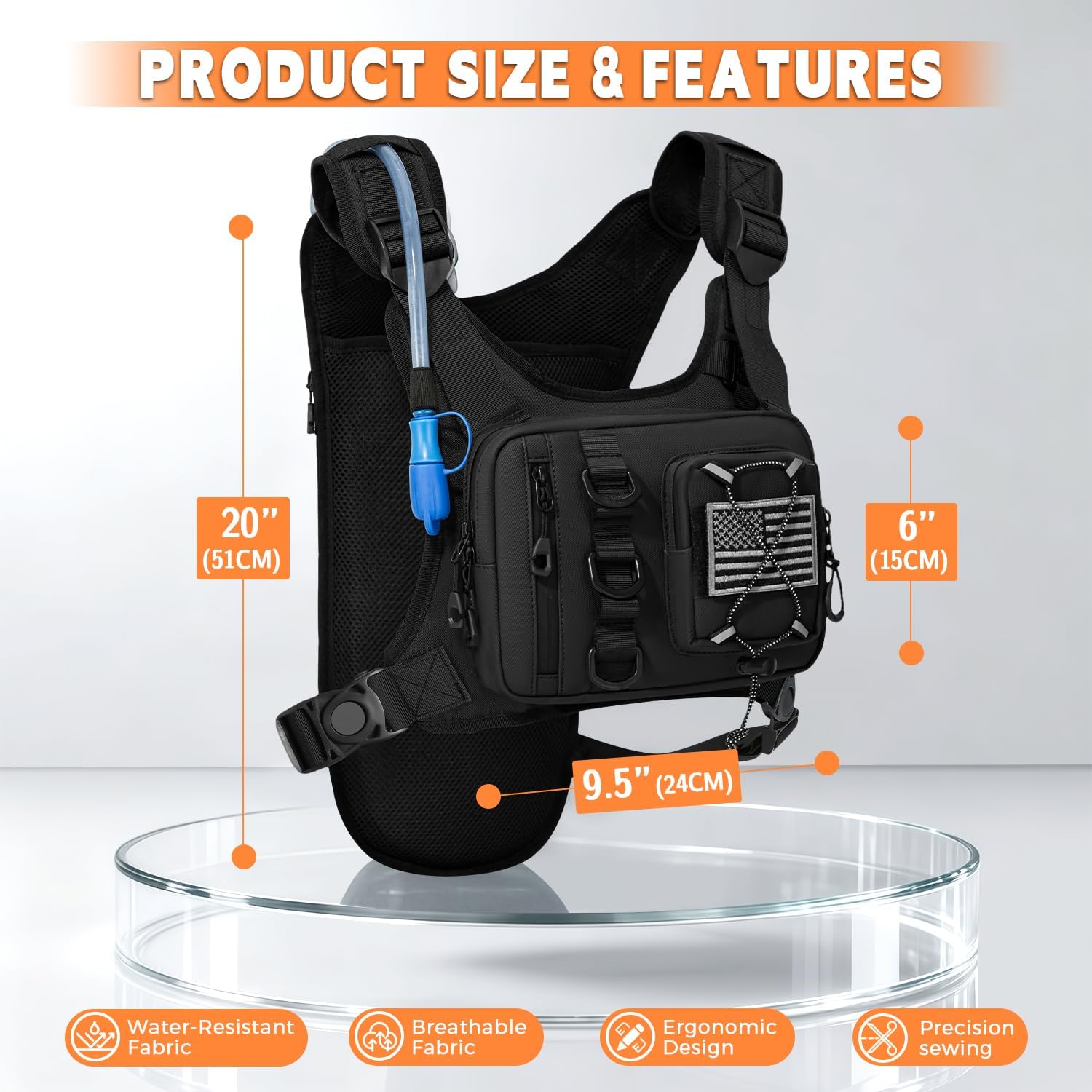 Outdoor Hydration Vest for Running & Hiking, Lightweight Breathable Water Backpack with 2.0L Bladder, Bounce-Free Chest Pack for Marathon, Cycling, Trekking for Men and Women