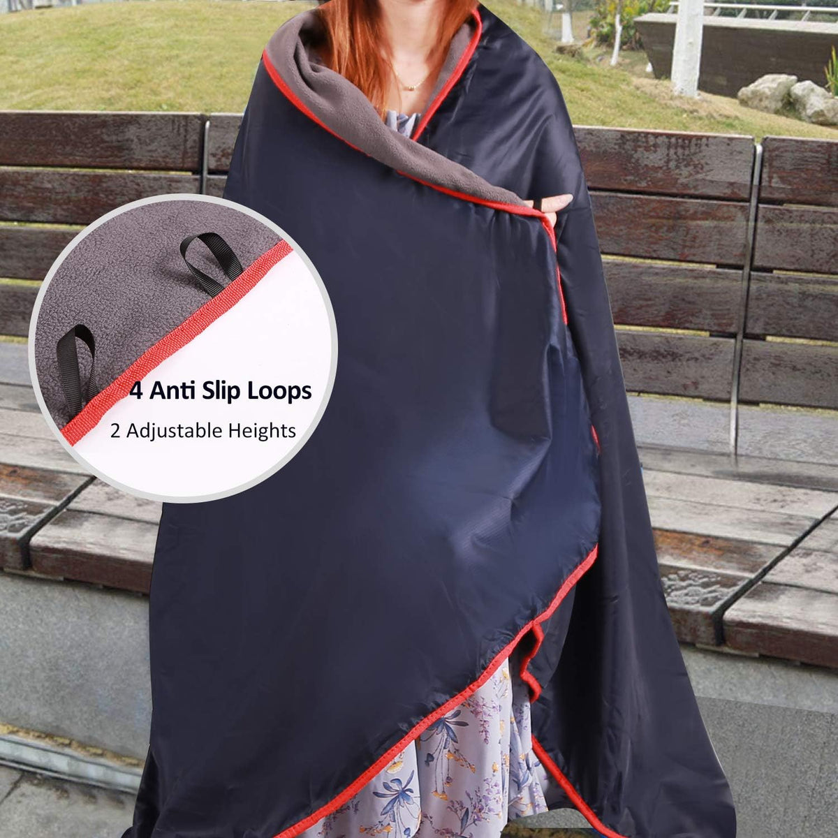 REDCAMP Large Waterproof Stadium Blanket for Cold Weather, Soft Warm Fleece Camping Blanket Windproof for Outdoor Sports, Dark Blue