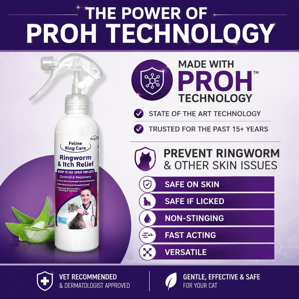 Feline Ring Care | Control & Help with Cat Ringworm, Mange, Dermatitis, Dog Paw Yeast. Also works on Dogs, Hamsters, Guinea Pigs, Rabbits, etc. 8 oz Ready to Use Spray for Cats and Itch Relief