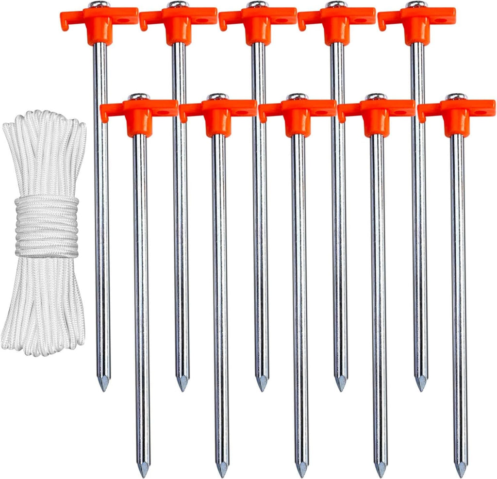 ABCCANOPY Tent Stakes 8" Camping Tent Stakes, 10pc-Pack (Blue) (Pack of 2)