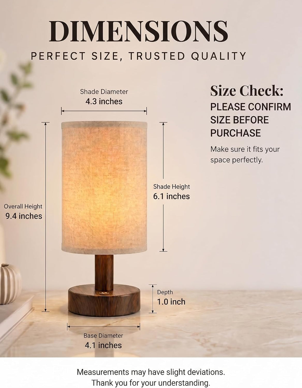 Rechargeable Cordless Table Lamp – 4000mAh Battery Bedside Lamp, Mini Touch Control Dimmable LED Light with 3 Color Modes, Portable Night Light for Bedroom, Dorm, Living Room, Desk, Sofa Side