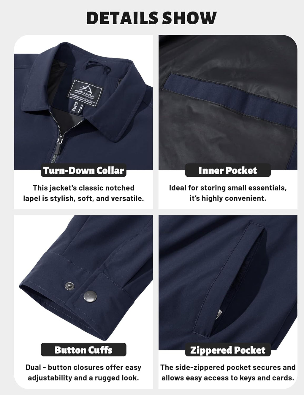 TACVASEN Men's Lightweight Jacket Fall Water-repellent Windbreaker Jackets