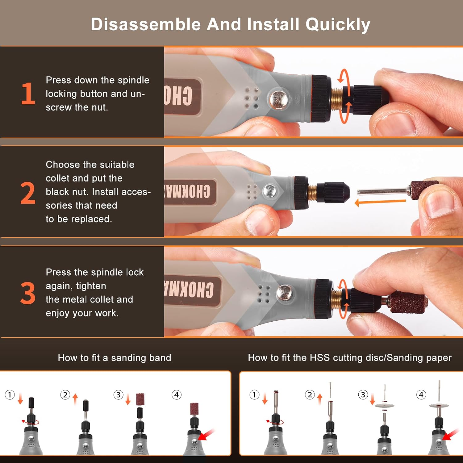 Mini Cordless Rotary Tool, 5-Speed Grinder Kit with 72 Accessories and Front LED Light, Type-C Charging Art Craft Tool for Engraving, Sanding, Polishing, Drilling, Grinding Gray
