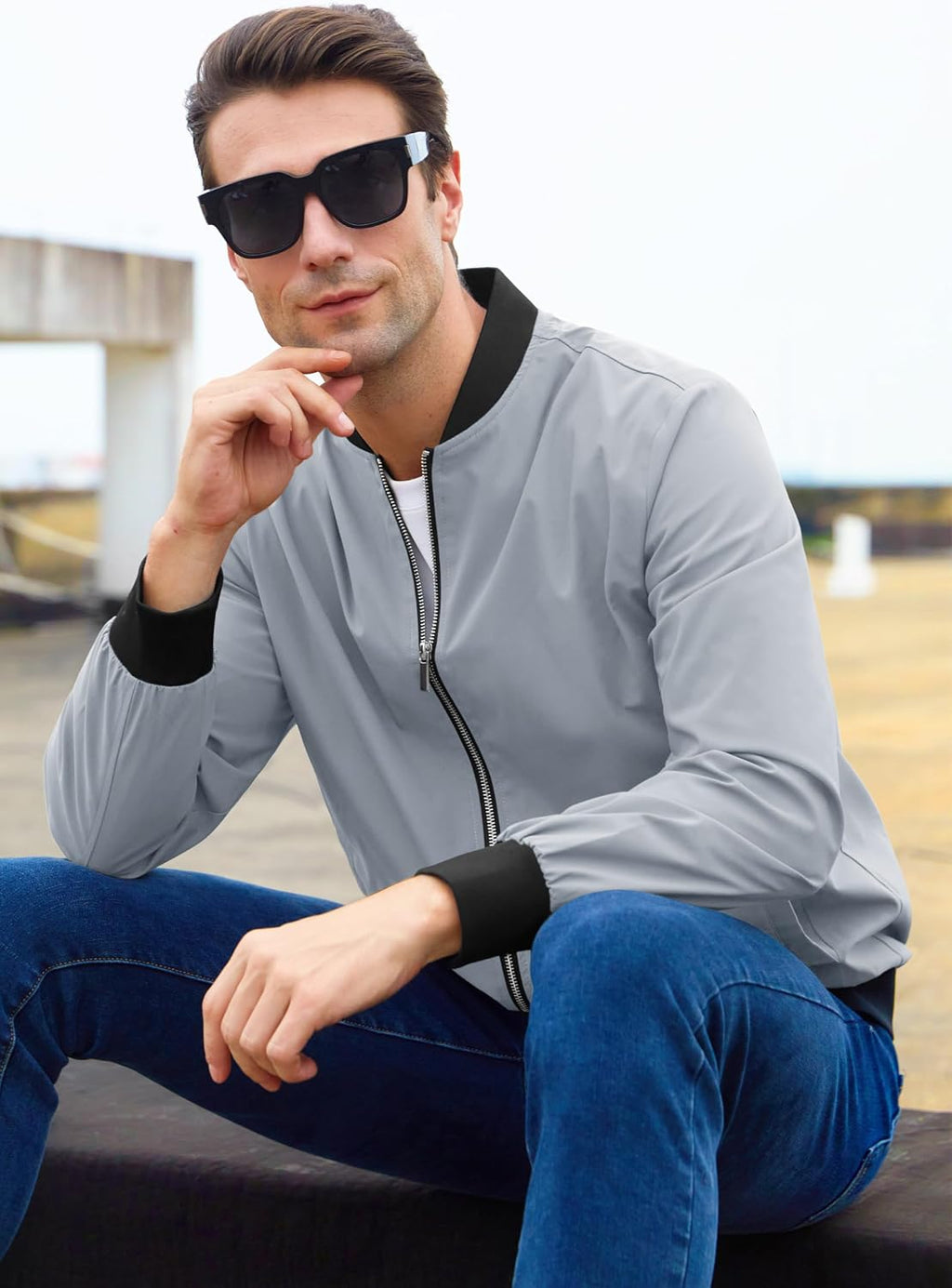 MAGCOMSEN Men's Bomber Jacket Lightweight Full Zip Windbreaker Jackets