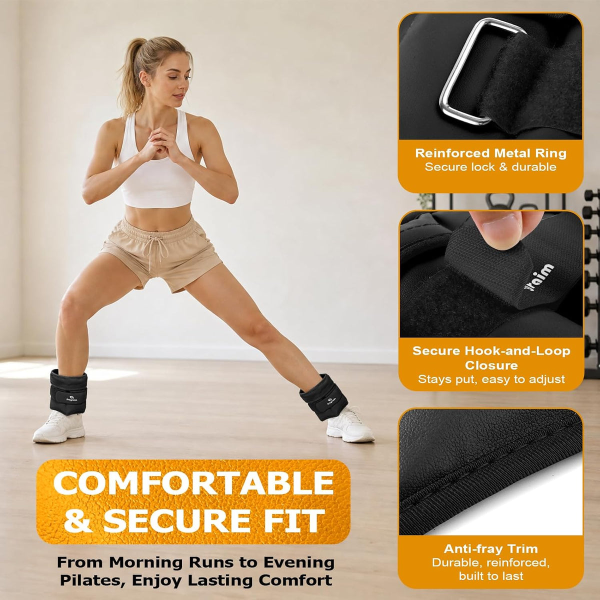 Fragraim Adjustable Ankle Weights for Women and Men, 1 Pair (2–10 lbs)