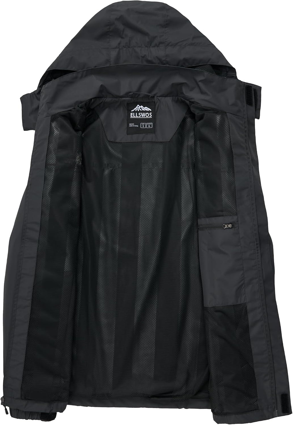 ELLSWOS Men's Lightweight Waterproof Rain Jacket with Detachable Hood