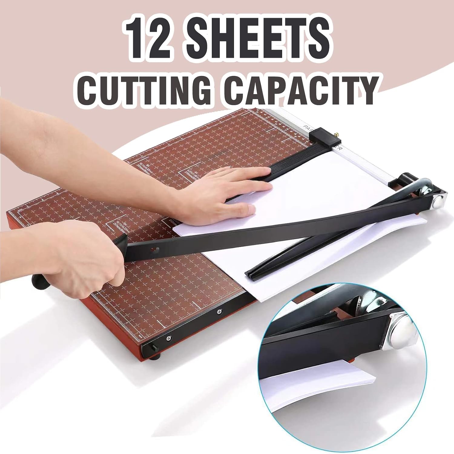 18" Guillotine Paper Cutter, 12-Sheet Precision Trimmer with Safety Lock