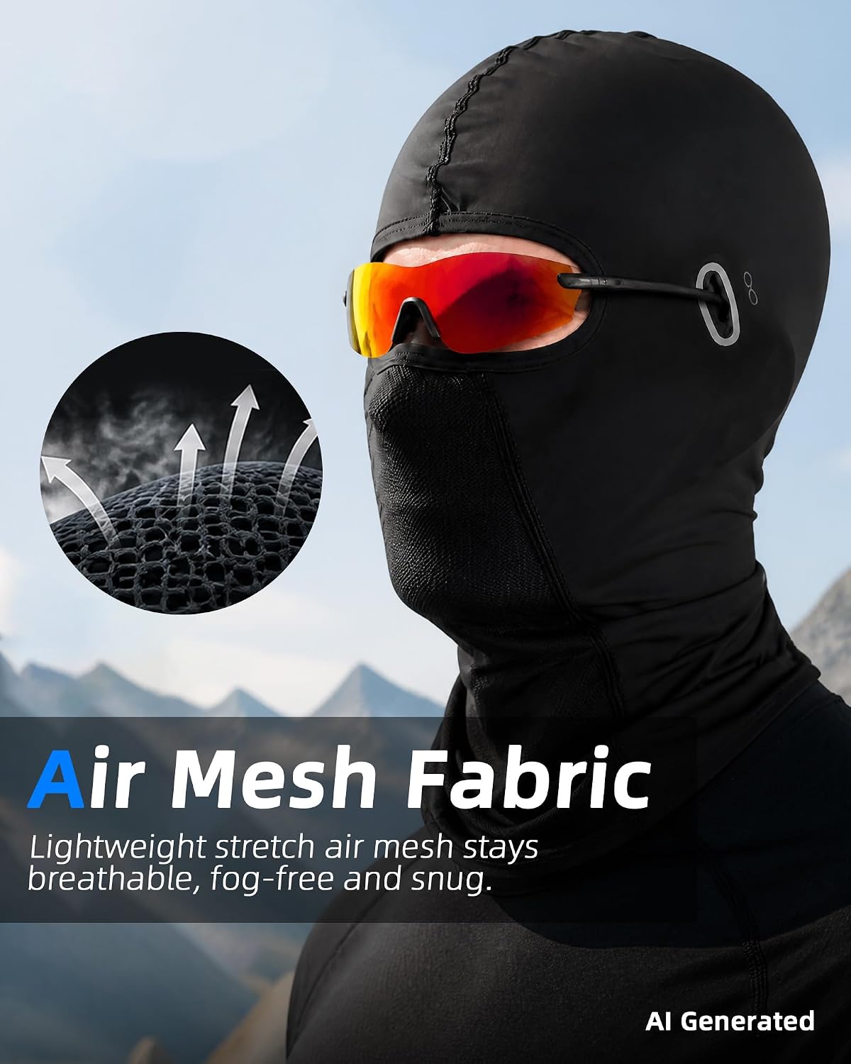3 Pieces Unisex Ice Silk Mesh Balaclava Ski Mask, Full Cycling Face Cover